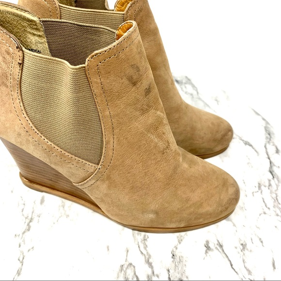 Audrey Brooke Cindy Wedge Brown Chelsea Boots 7.5 leather classic Academia chic - Picture 10 of 16